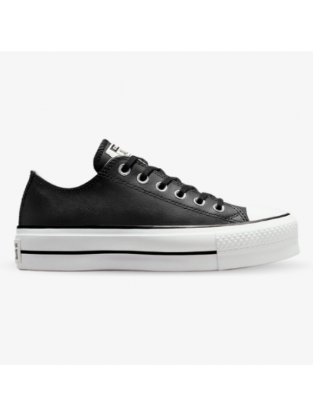 Converse negras bajas piel best sale