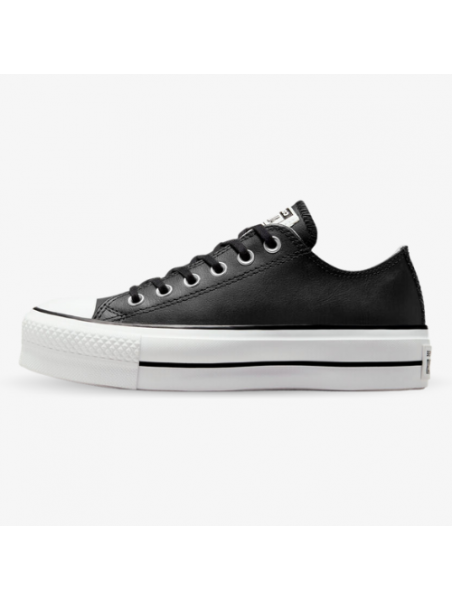 Converse bajas con plataforma negras de cuero