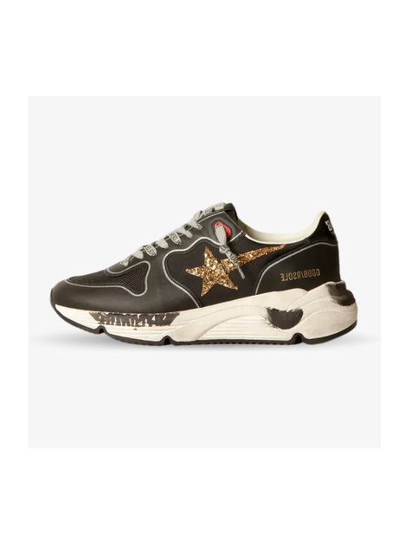 Golden Goose Running Sole Negras con Estrella de Purpurina Dorada