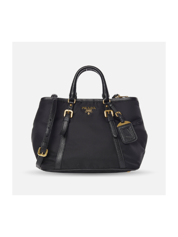 Bolso tote Prada tessuto negro