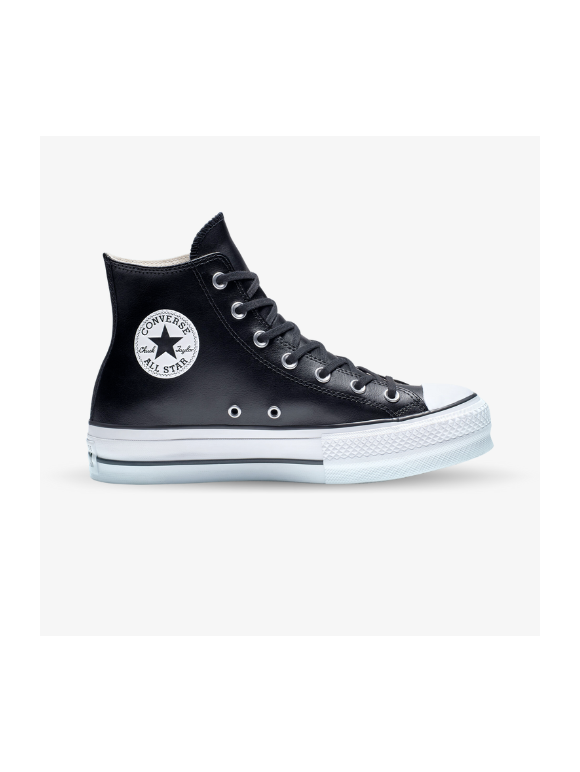 Converse altas de cuero con plataforma negras