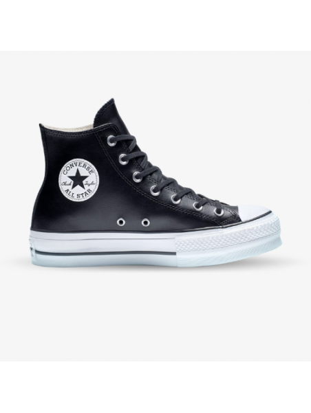 Converse altas de cuero con plataforma negras