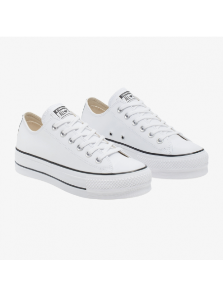 Converse bajas con plataforma blancas de cuero