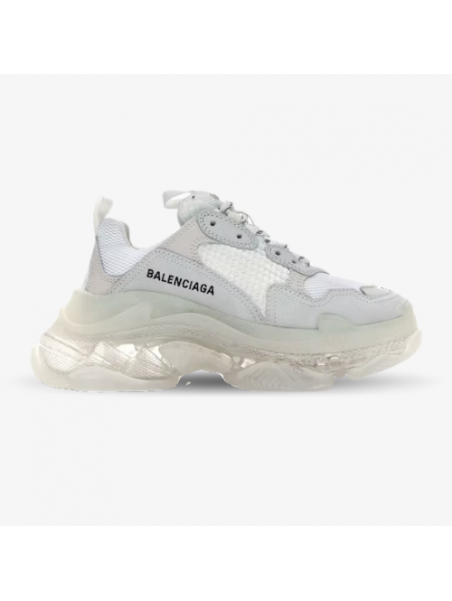 Balenciaga Triple S Blancas y Grises Suela Transparente