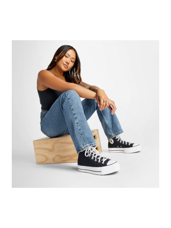 Converse altas negras plataforma best sale